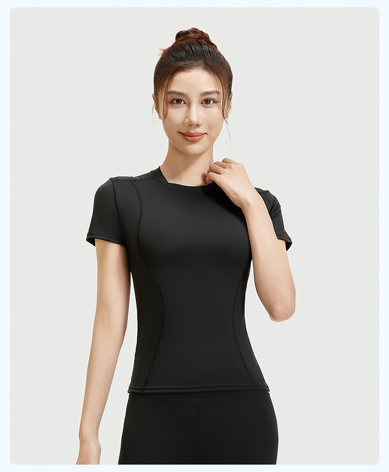 Spring And Summer Slimming Exercise Short-sleeved T-shirt, Yoga Wear Top, Women's Fitness Tight-fitting Running Yoga Short-sleeved
