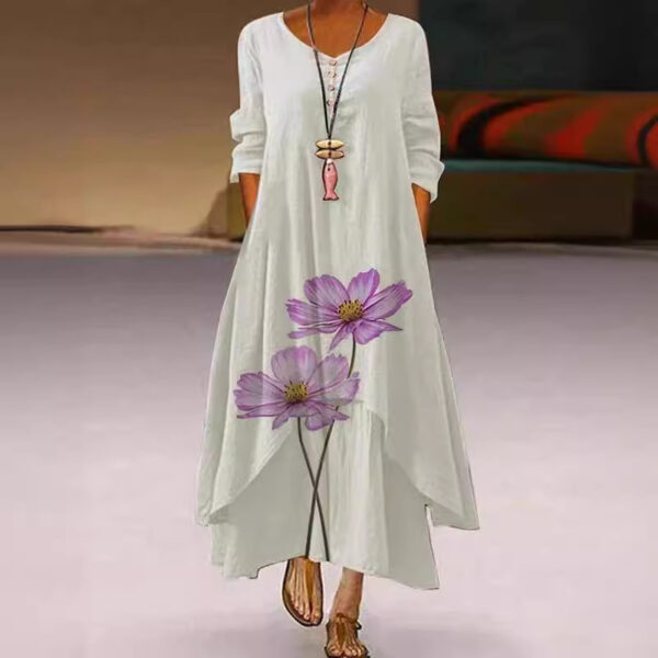 Women's New Pattern Print Polyester Long Sleeve Dress